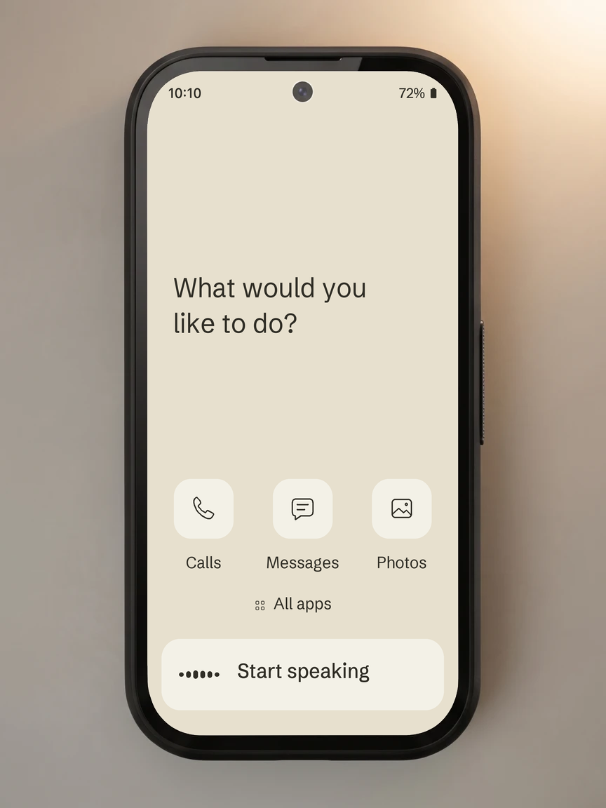 Approved Mission OS home screen on Mission Phone